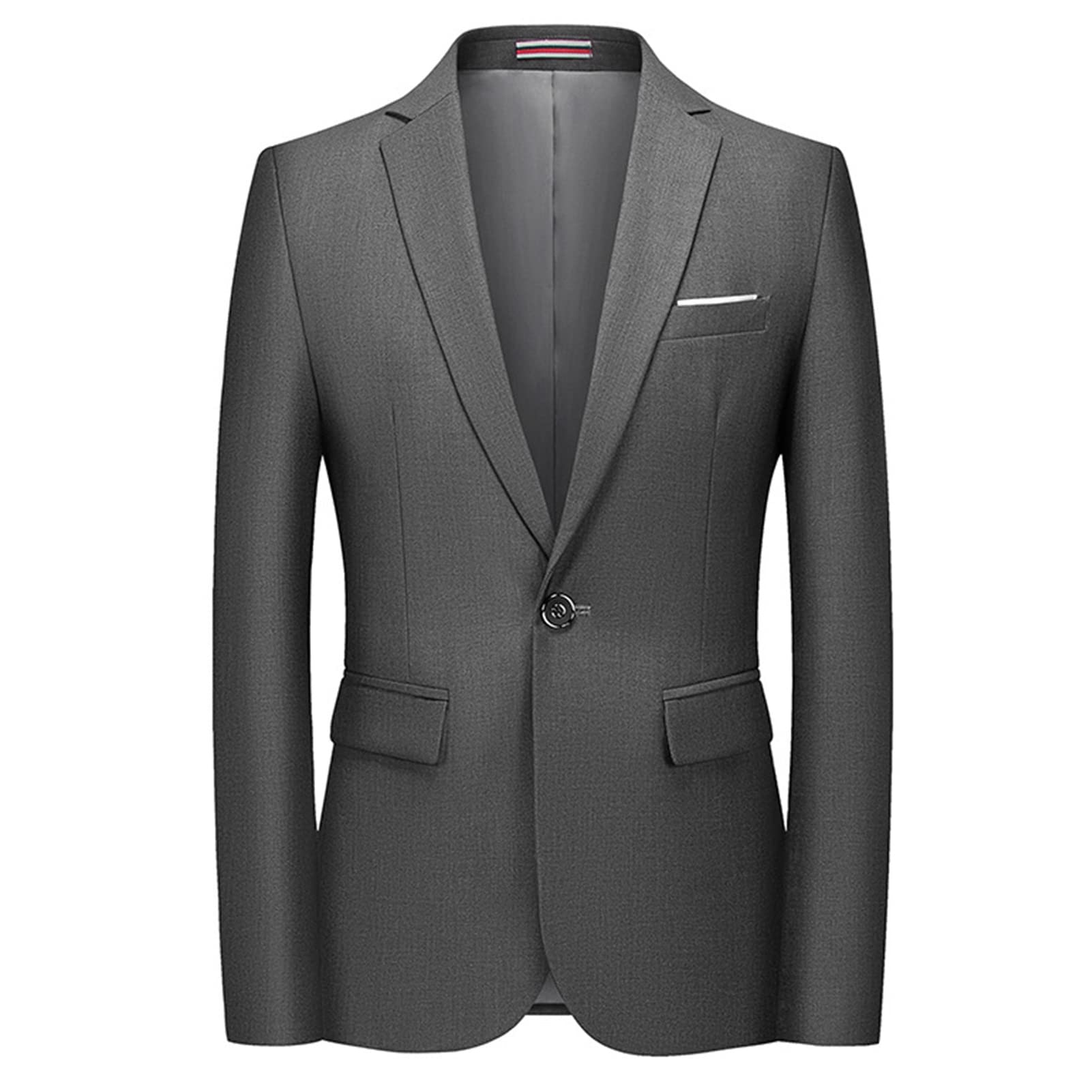 Men Slim Fit Daily Blazer One Button Lapel Slim Fit Business Jacket Solid Casual Formal Wedding Party Sport Coat (Grey,XX-Large)