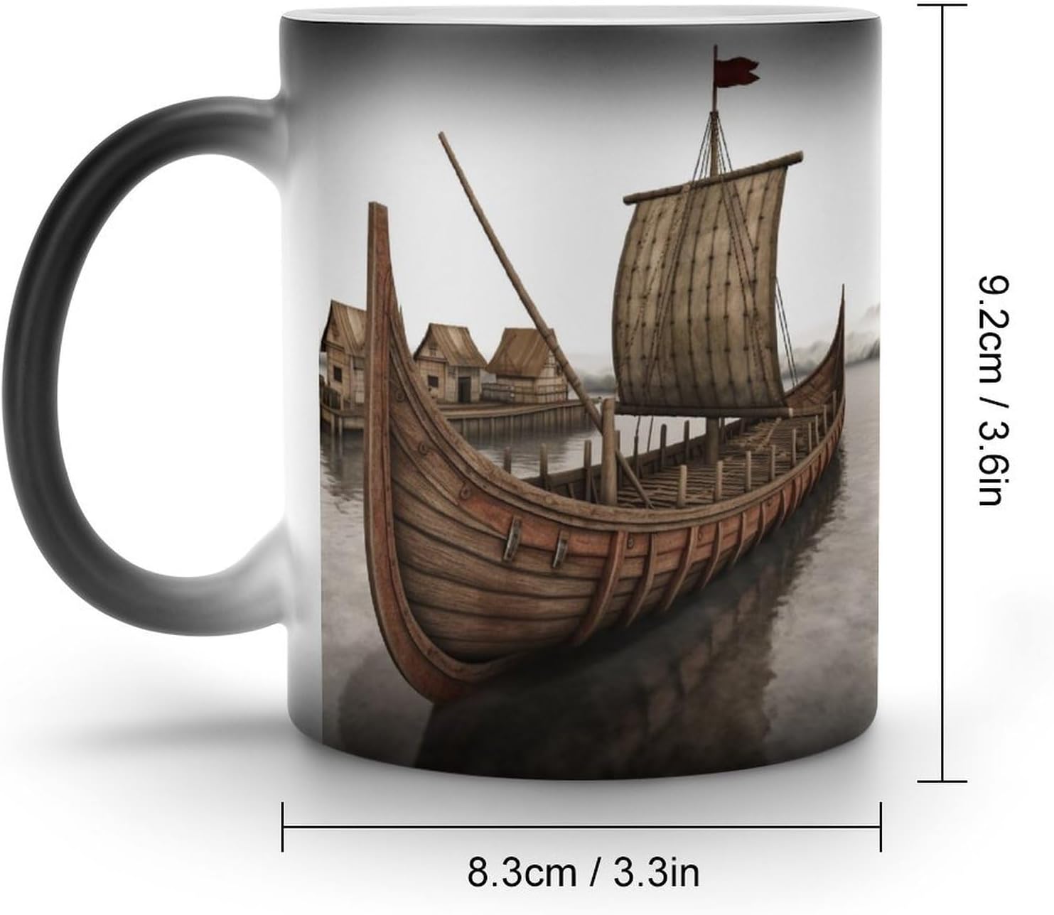 Color Changing Cups,Old Viking Boat Printed 11 Oz Ceramic Cups for Birthday Men Women
