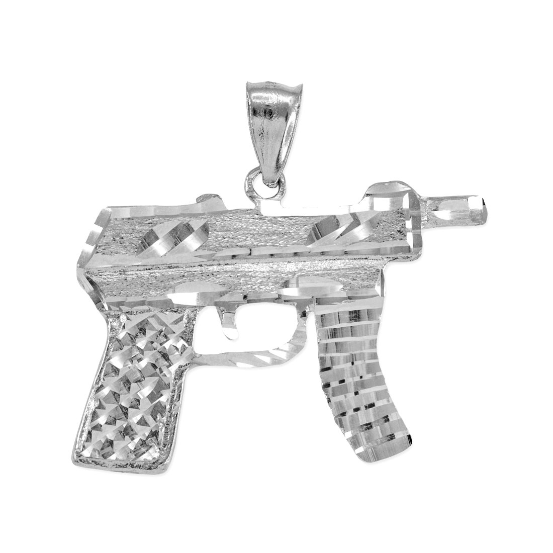 LA BLINGZ Sterling Silver AK-47 Machine Pistol Gun DC Pendant