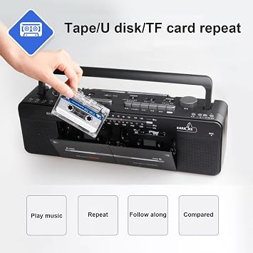 Double Cassette Player Recorder with FM/SW/AM Radio | MP3/USB/TF Card Playback | One-Touch Recording Feature