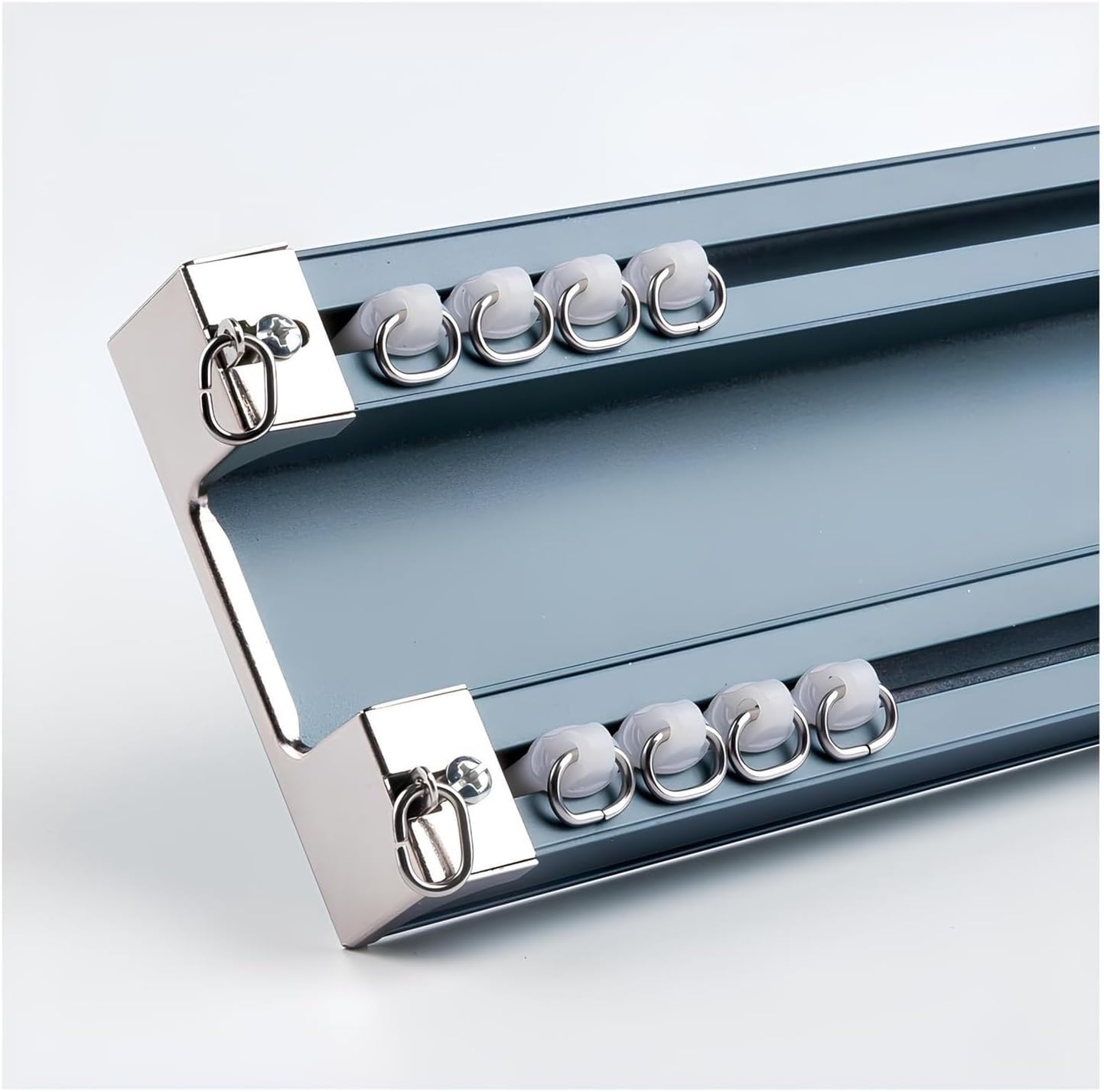 Ceiling Curtain Track Curtain Double Rails for Curtains, Aluminum Alloy Silence Ceiling Track Set with Rollers, for Living Room Bedroom Room Divider(Blue,100cm/39.3in)