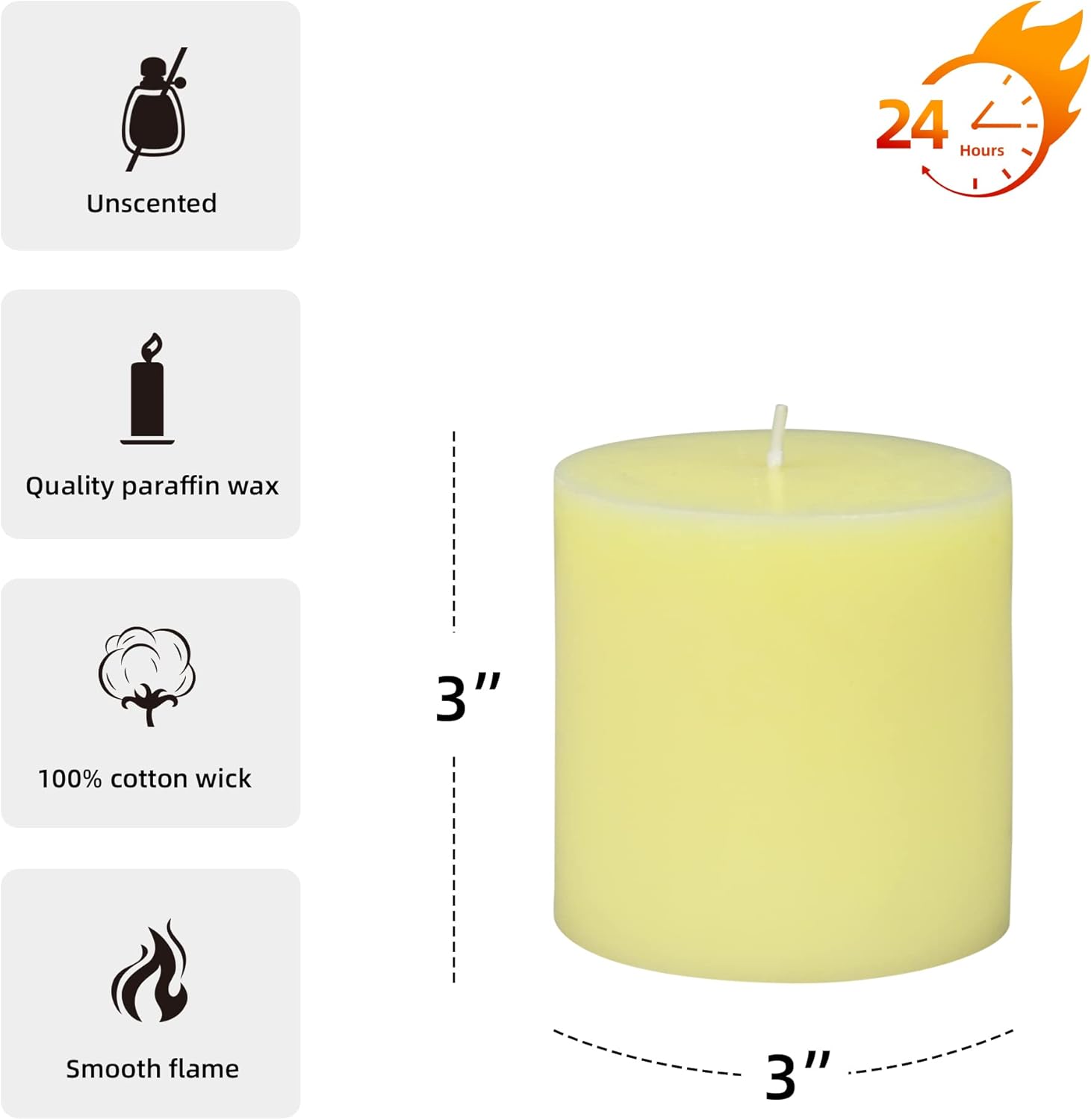 Zest Candle CPZ-169_12 12-Piece Pillar Candle, 3" x 3", Ivory