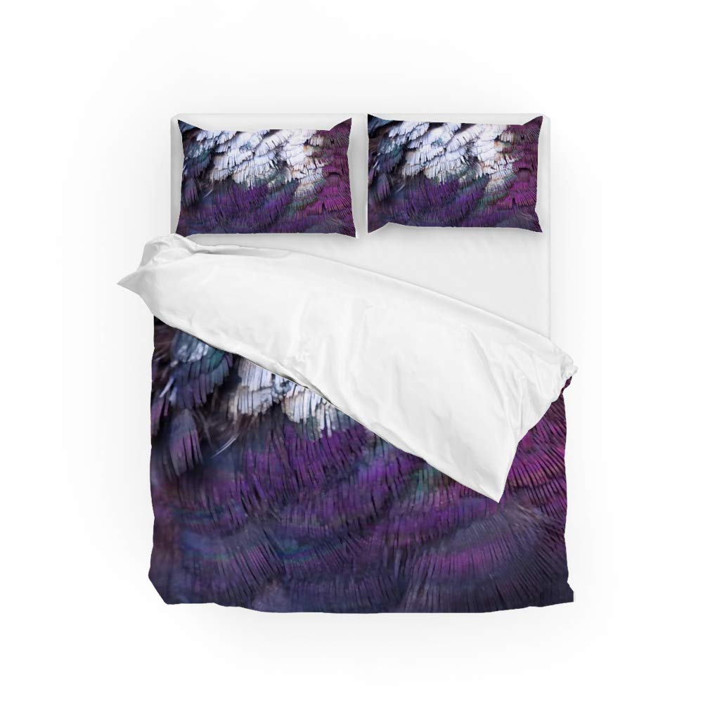 Parure de lit 3 pièces avec housse de couette motif plumage taille Long Twin pour chambre