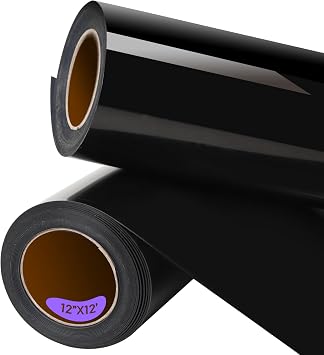 RENLITONG Black Heat Transfer Vinyl - 2 Rolls 12" x 12ft Iron on Vinyl for Shirts and All Cutter Machine - Easy to Cut & Weed for Heat Transfer Design Black, 24ft