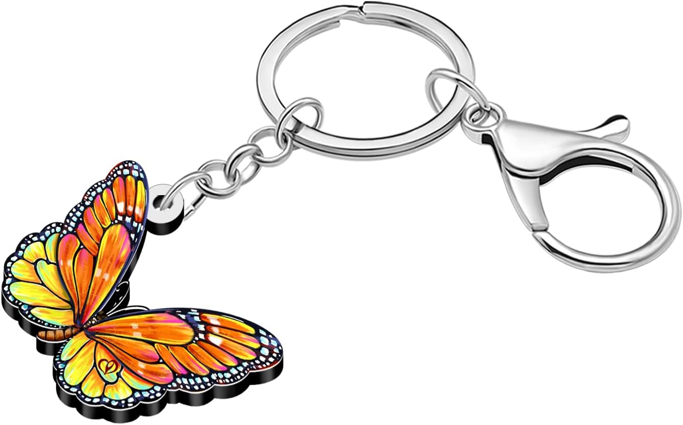 BONSNY Morpho Menelaus Butterfly Key Chains for Women Car Purse Bag Rings Pendant Charms image 3