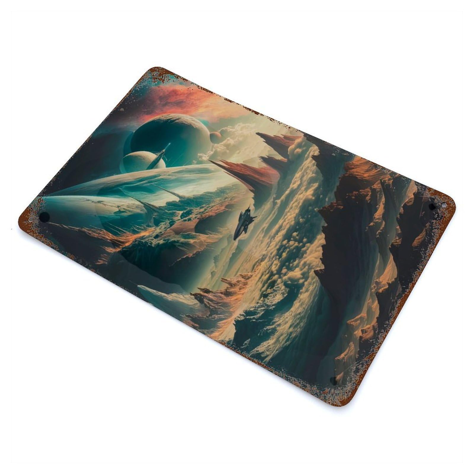 Interstellar Horizons Retro Metal Sign 11.8"x7.9", for Pub, Kitchen And Man Cave Decor, Industrial Home Decor
