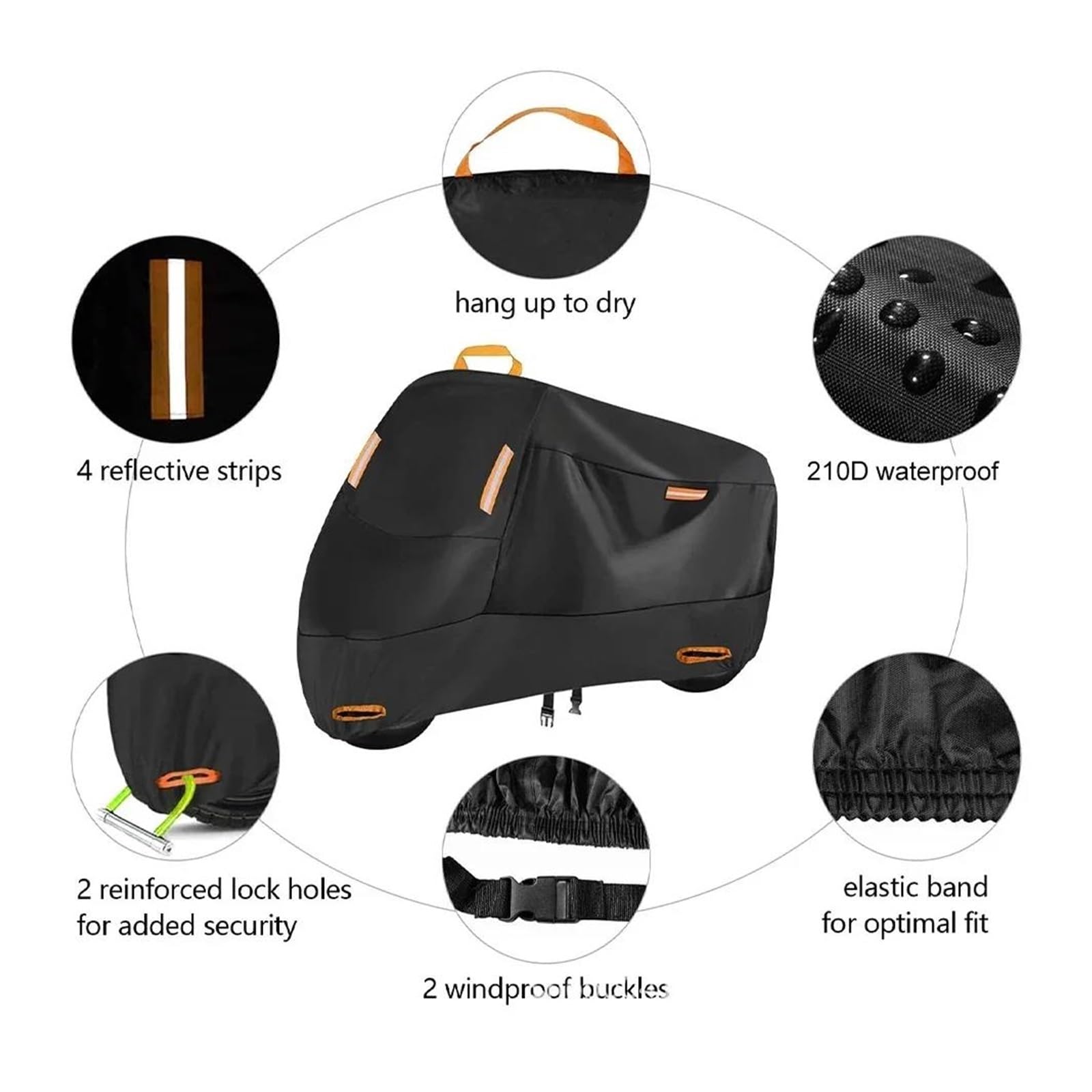 Pokrowiec Na Motocykl Wodoodporny Ochrona Zewnętrzna Przed Kurzem I Zanieczyszczeniami 210D Gruby Oxford M-XXXXL(XXL 211-220cm)