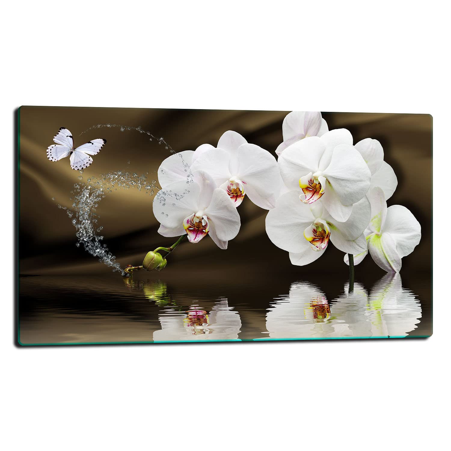 TMK ArtDeko Herdabdeckplatte 1 Teilig 80x52 cm - Spritzschutz Herdabdeckung – Herdschutz aus Sicherheitsglas – Robust, Hygienisch & Rutschfest– Schutz für Induktion, Ceran, Gas & Elektro