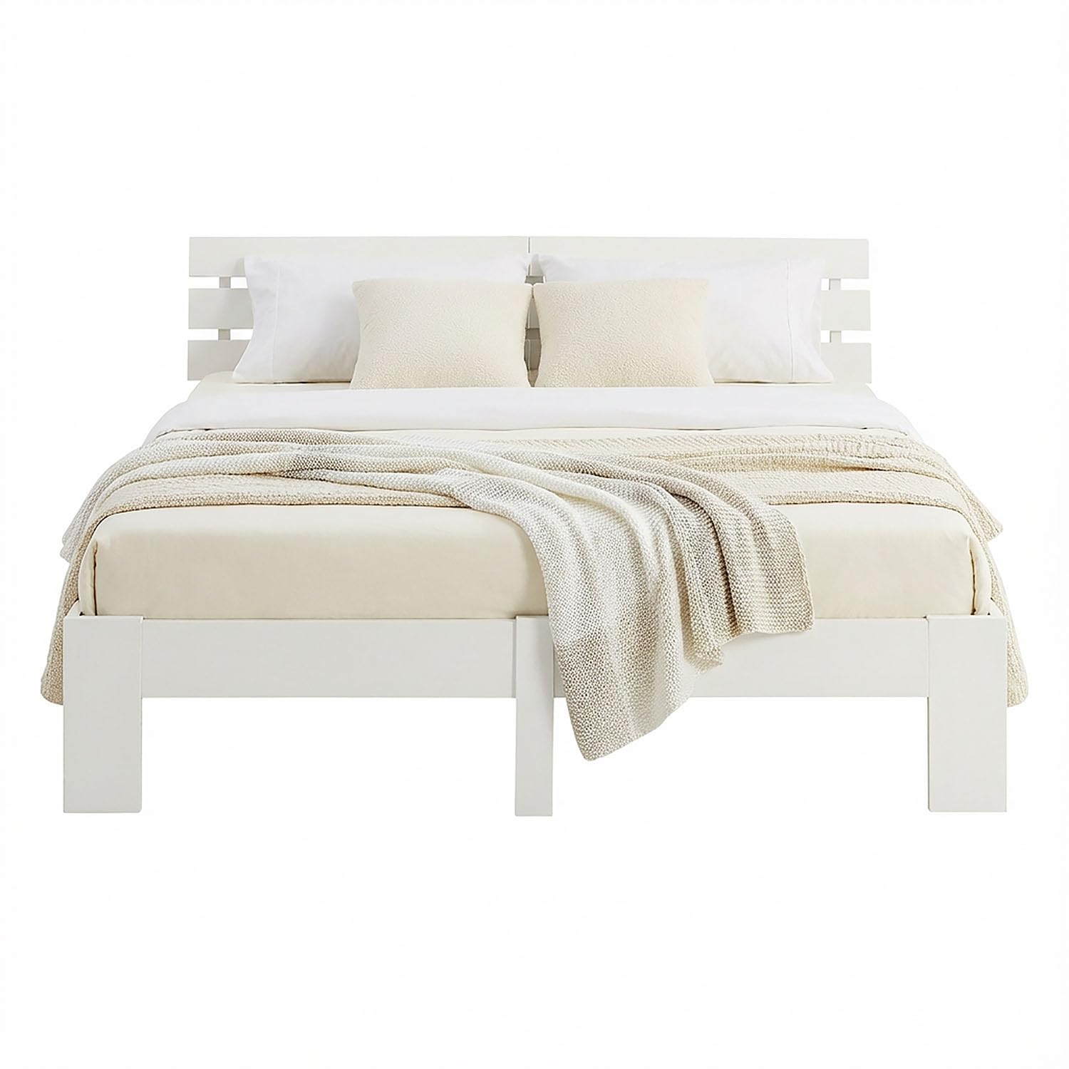 Homestyle4u Letto matrimoniale 160 x 200 in legno di pino massiccio bianco telaio letto con rete a doghe