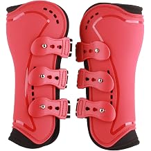 EquiShield Horse Front Leg Boots Breathable Impact Absorbing Non Slip Lightweight Leg Guards with Soft Neoprene Lining for Jumping and Training Red XL 100x70cm / 39.37x27.56in