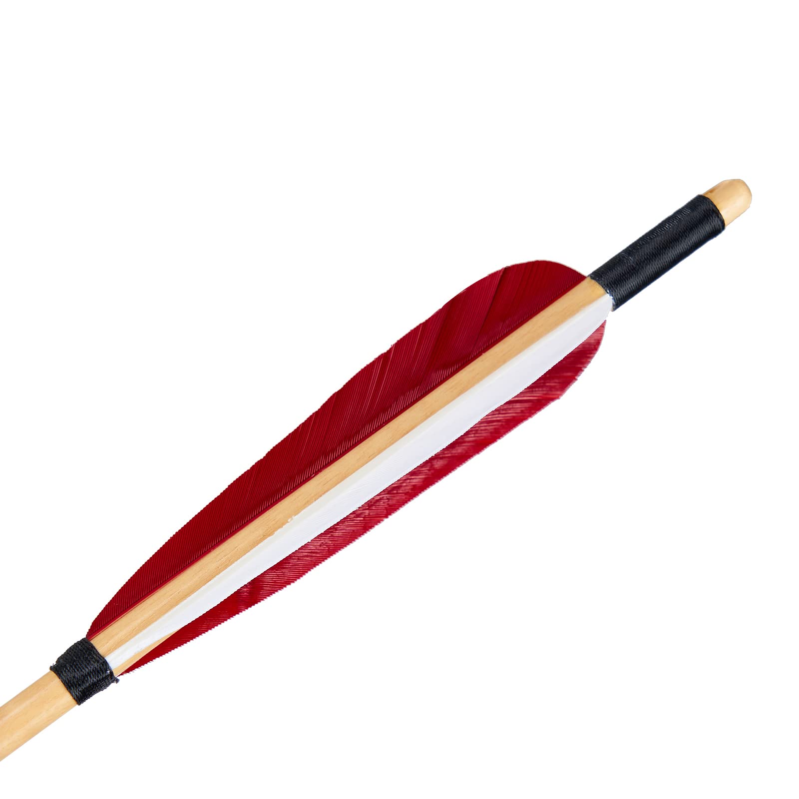 Huntingdoor 12 Frecce in Legno con Piume Naturali da 5" Frecce da 31 Pollici per Tiro con L'Arco Adulti Freccia ad Arco Freccia Fatta a Mano per Arco Tradizionale Arco Ricurvo (Piume Rosse-Bianche)