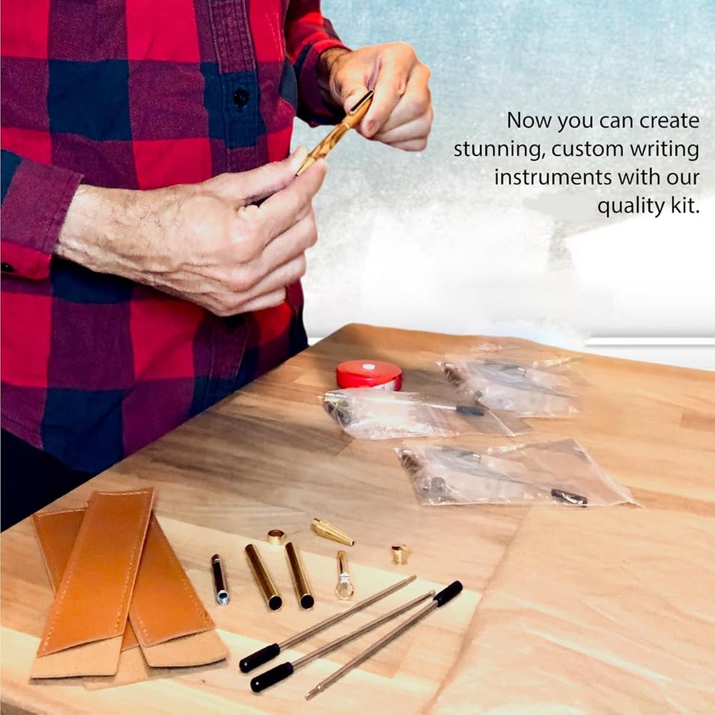 Kit Penne per Tornitura del Legno, Confezione da 10, 10 Copripenne - Strumenti per La Fabbricazione Penne con Inchiostro Nero, Kit per La Fabbricazione Penne Sottili per Rame DIY
