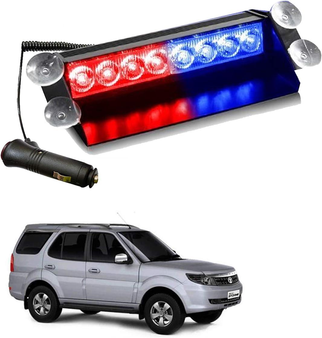 Adroitz Car 3 Modes Police Style 8 LED Car Lights For Tata Safari Storme (12V, Multi)