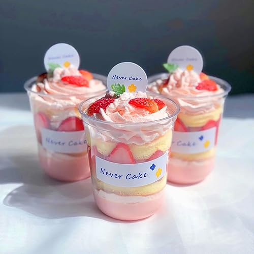 Miniatura 7 de TOFLEN Vasos de postre de plástico transparente de 16 onzas con tapas de cúpula (sin agujero) y tenedores, 50 juegos de tazas desechables de yogur