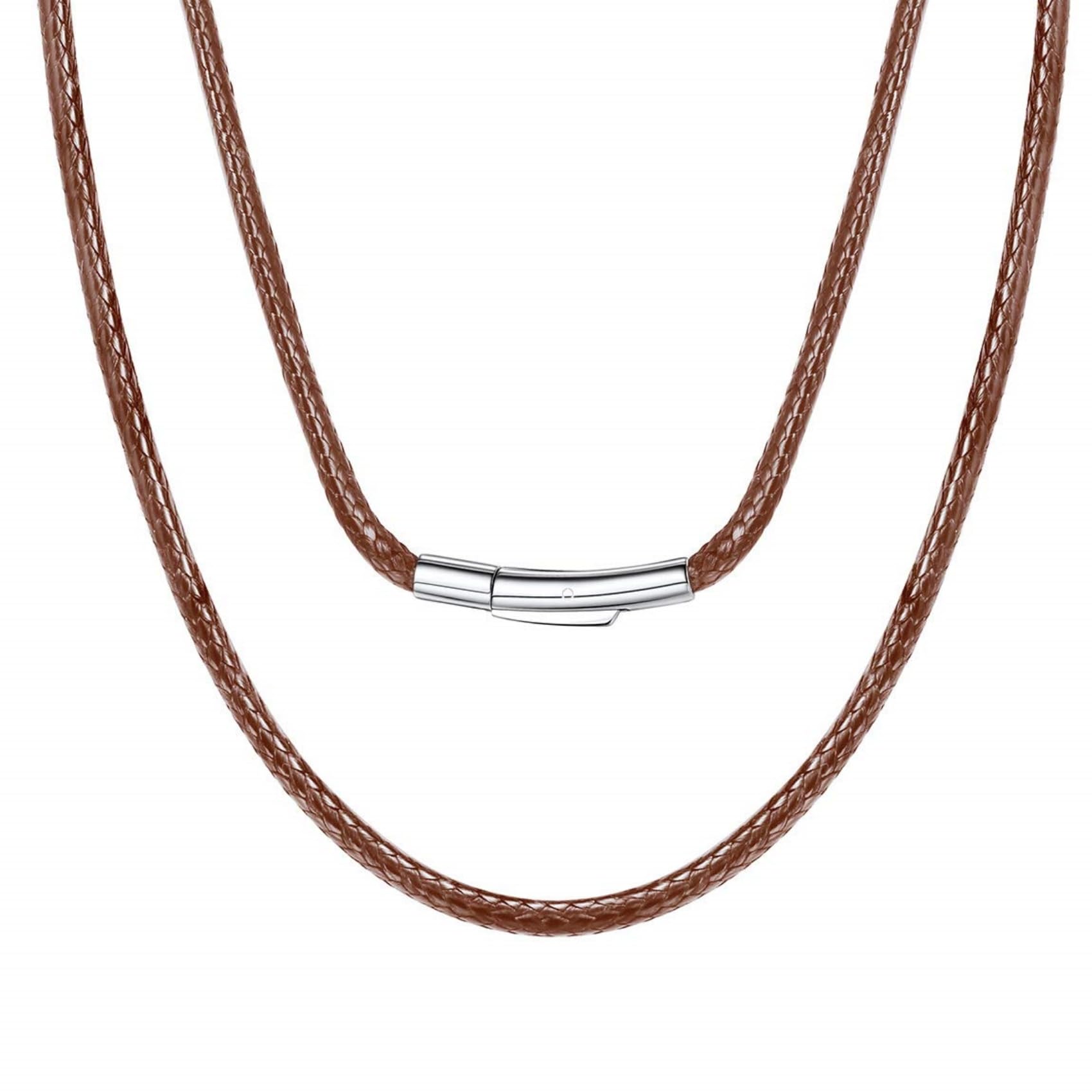 HSWYFCJY Lederkette Herren 3mm Kunstleder Halskette Schwarz