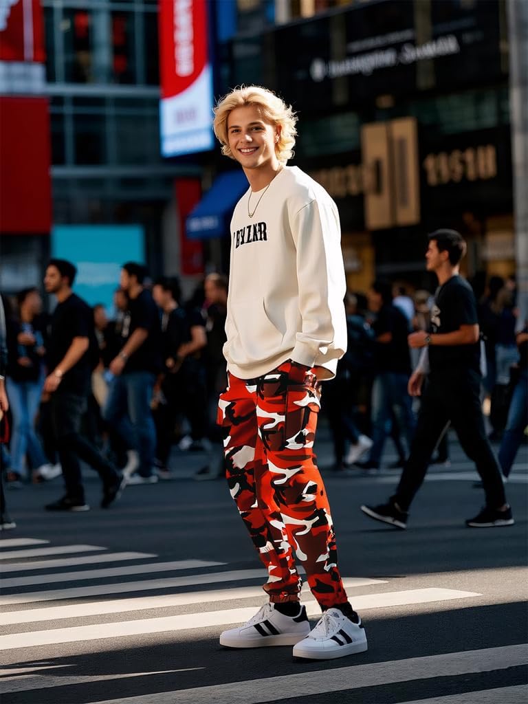 GRAJTCIN Casual Camo Joggers Sweatpants for Men Lightweight Hiking Outdoor Sweatpants Streetwear Pants for Men - Image 3