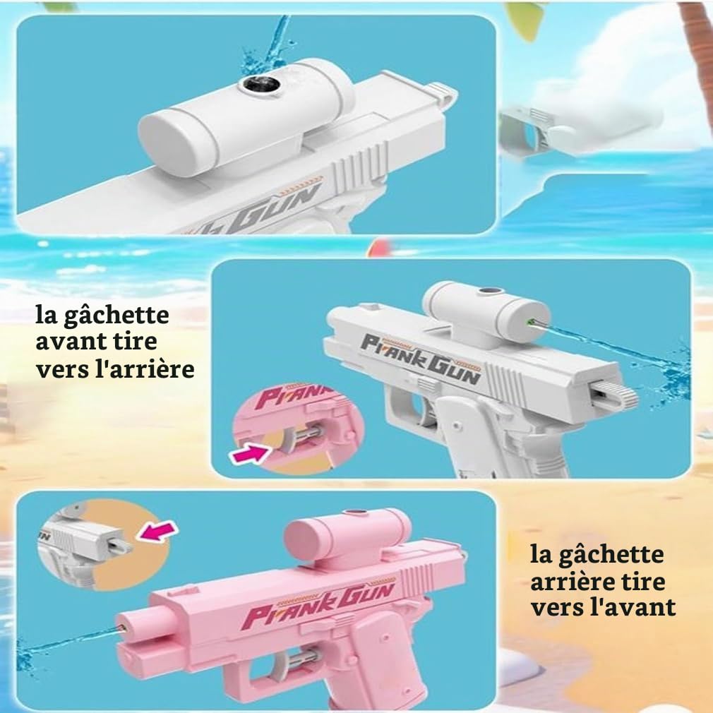 Pistolet à Eau Farceur Bidirectionnel – Double Jet Avant/arrière – ABS Résistant – Cadeau été Et Fête – Bleu