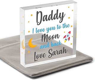 Daddy I Love You To The Moon And Back Gifts - PERSONALISED I Love You Dad Daddy Grandad Gifts - Fathers Day Gifts For Daddy - Daddy Birthday Christmas - Daddy Gifts From Son Daughter - With Grey Bag