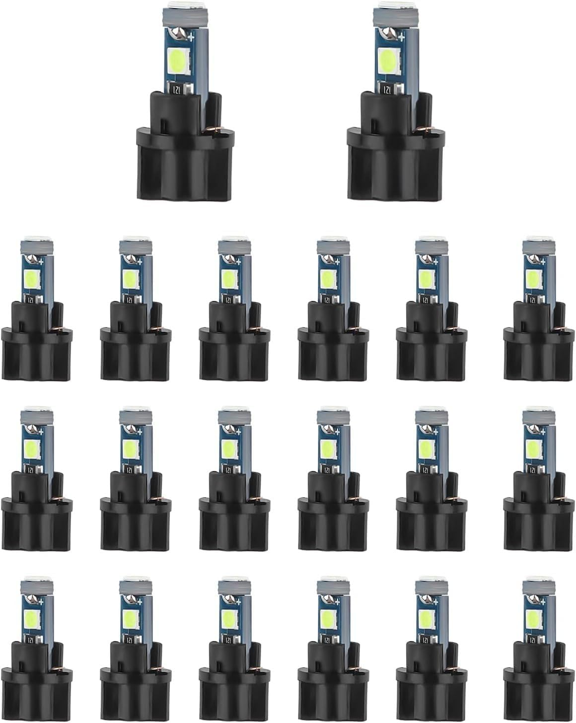 20PCS T5 Dash Light Bulbs,Super Bright 120LM LED Instrument Cluster Bulbs with PC74 PC37 Twist Lock Socket,18,24,27,74 LED Bulb Replacement for Car/Truck Dash & Interior Lights (White)