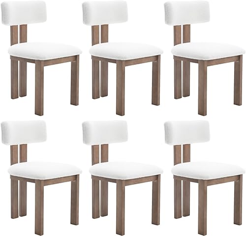 Miniatura 16 de chairus Juego de 2 sillas de comedor de tela de lino, sillas de madera de granja para cocina y comedor, color beige