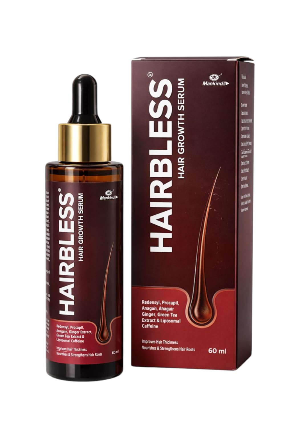 Hairblss Hair Growth Serum with Redensyl, Procapil, Anagain, Ginger, Green Tea Extract, Liposomal Caffeine, 60ml