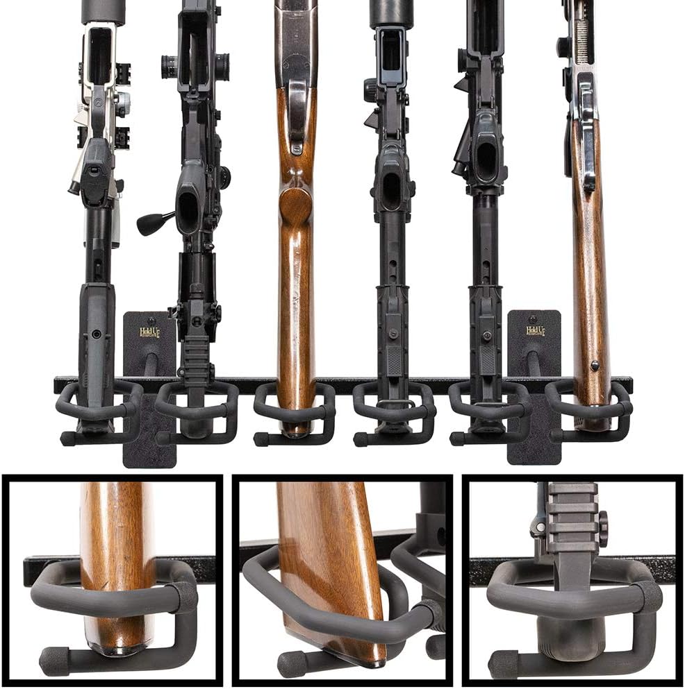 Hold Up Displays - Gun Rack and Rifle Storage Holds 6 Winchester Remington Ruger Firearms and More - Heavy Duty Steel - Made in USA : Sports & Outdoors