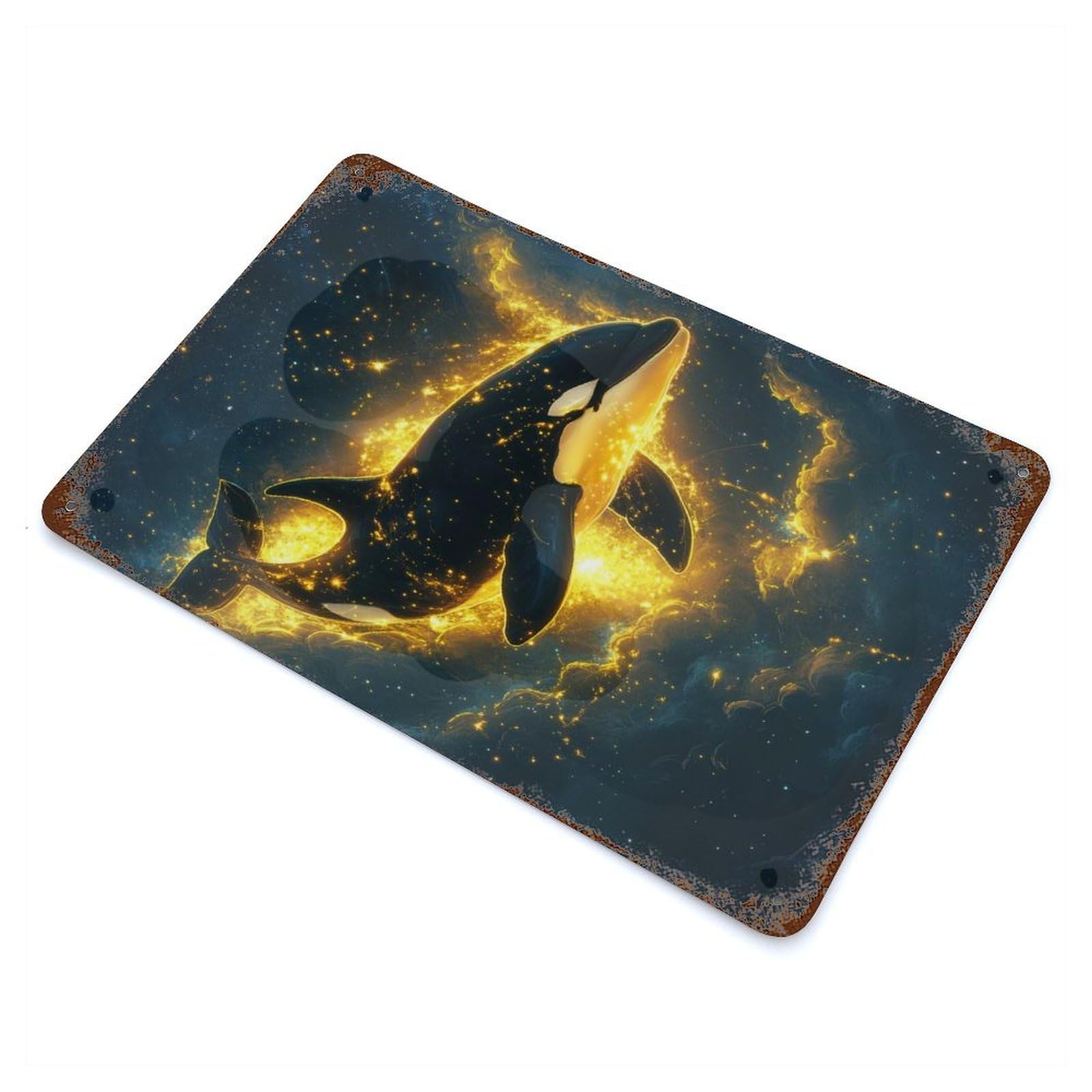 Orca in Space Retro Metal Sign 11.8"x7.9", for Garage, Bar And Workshop Decor, Shabby Chic Decor