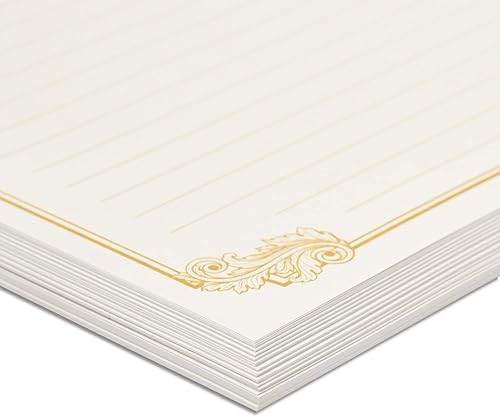 Miniatura 3 de Paper Junkie Juego de papel de carta y sobres, 60 hojas (7.2 x 10.2 pulgadas) y 30 sobres marfil (4 x 7.7 pulgadas), borde dorado, 100 GSM,