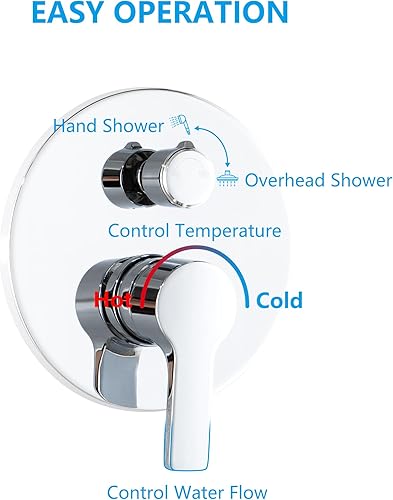Miniatura 53 de Kit de válvula de ducha con mango de ducha para baño, montaje en pared, válvulas de control de ducha redondas de 1 vía de función única, rosca Mate