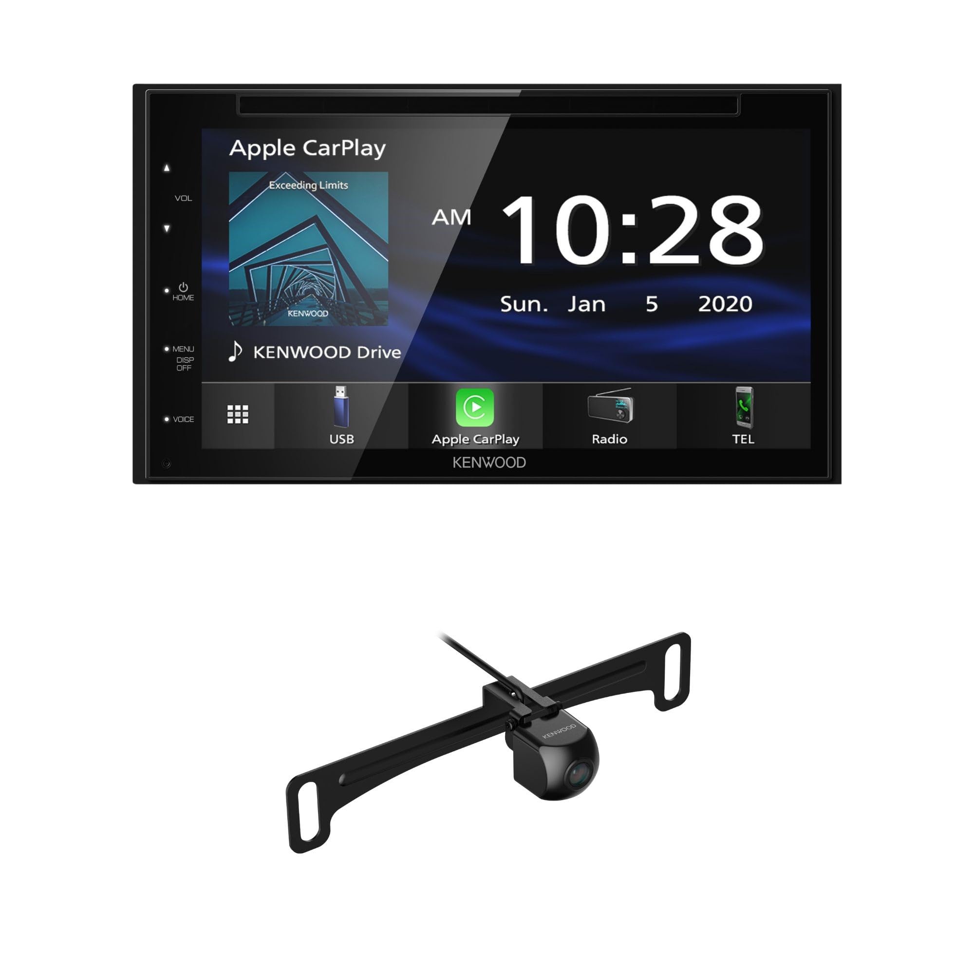 KENWOOD DDX5707S Double Din DVD Car Stereo with Apple Carplay and Android Auto, 6.8 Inch Touchscreen, Bluetooth | Plus KENWOOD CMOS-240U Universal Backup Camera