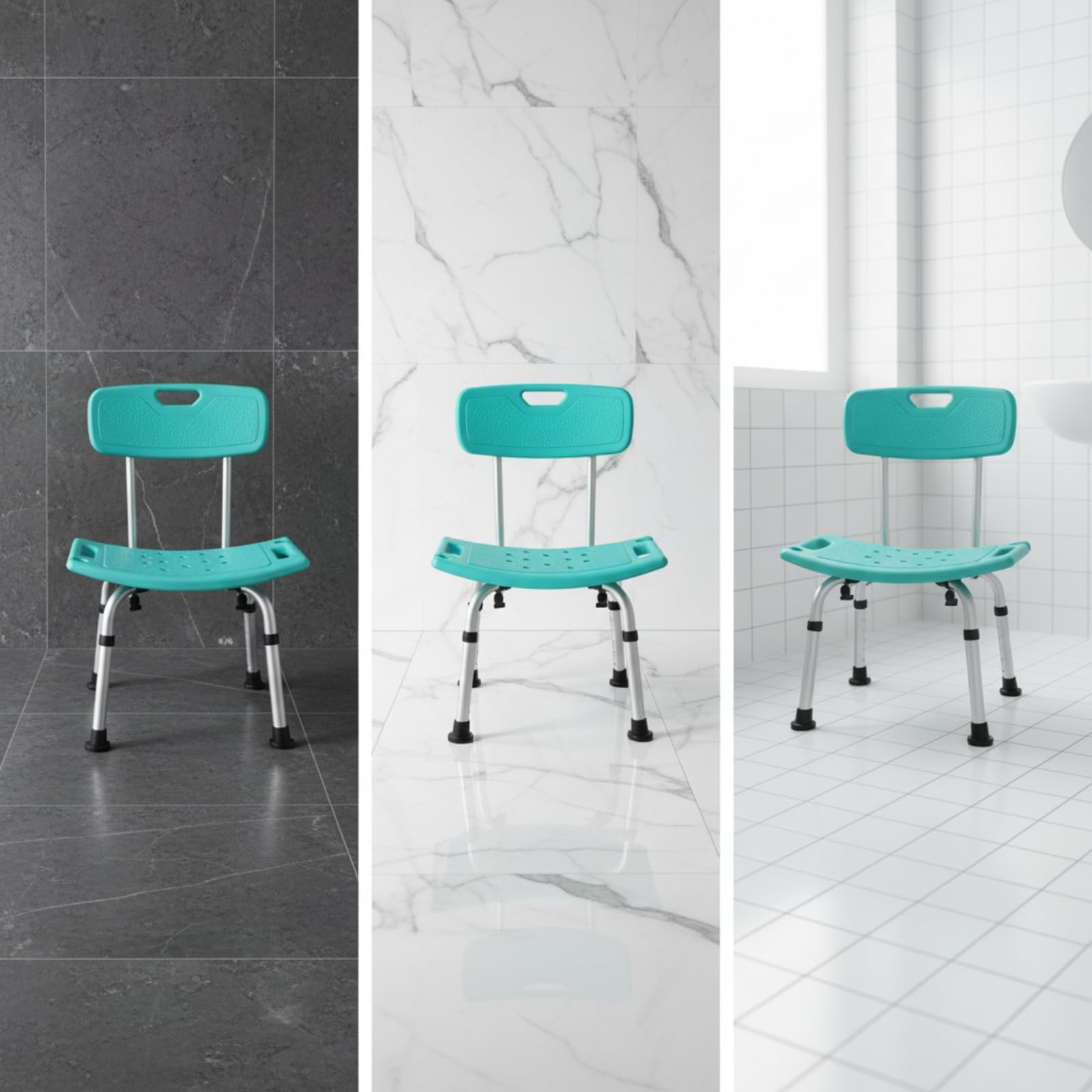 Gralara Silla Ducha Ajustable Antislizante Silla Ducha con Asiento Giratorio Ligera Asiento Baño con Agarraras para Uarios Mayores, Verde 798