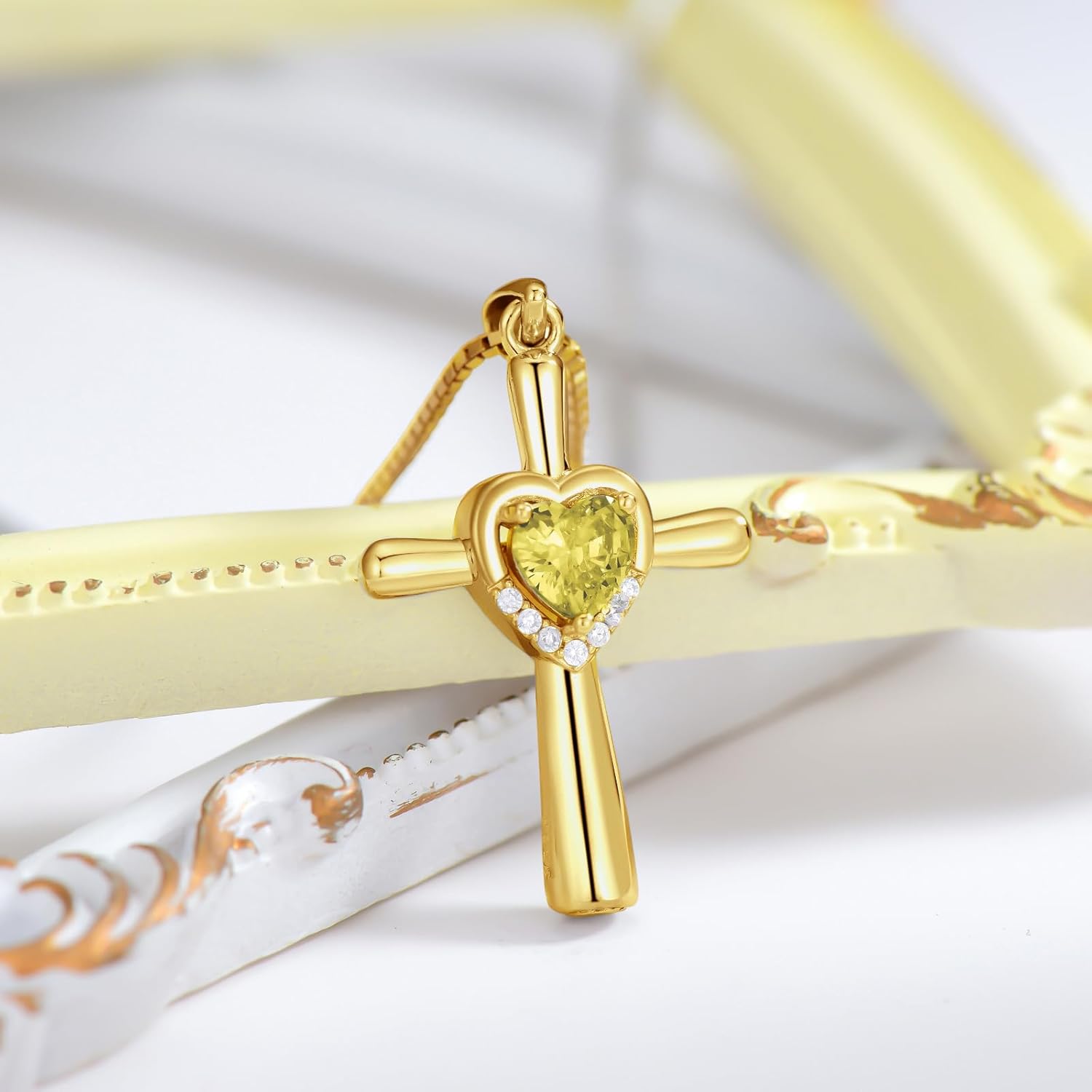 Cross Urn Necklace for Ashes 925 Sterling Silver 12 Birthstones Cross Heart Cremation Necklaces for Loved Ones Ashes Memorial Keepsake Jewelry - Image 3