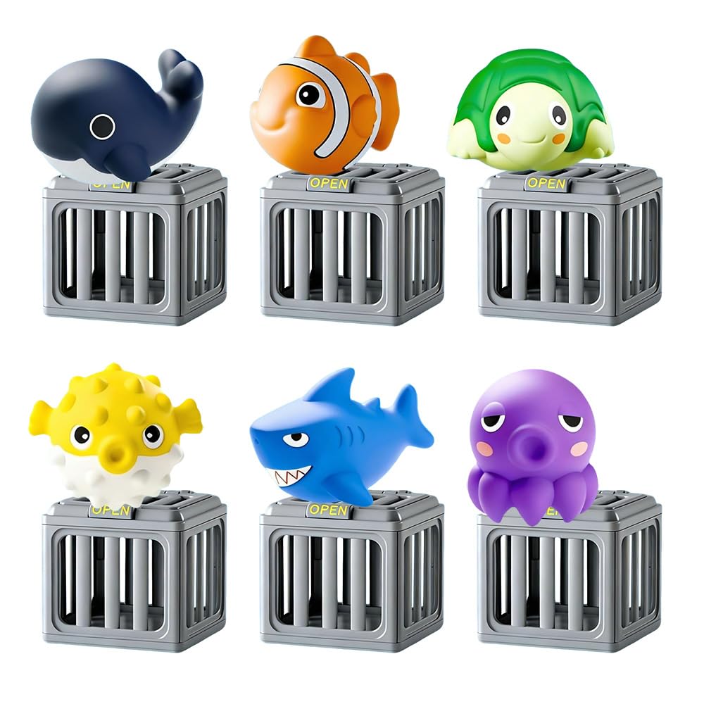 FYKTIK Pool Diving Toys for Kids, Swimming Pool Dive Toy Set with Floating Fish Box and Sea Animal Toys, Fun Underwater Diving Game for Pool, Bath, Beach and Summer Water Play (6PCS)