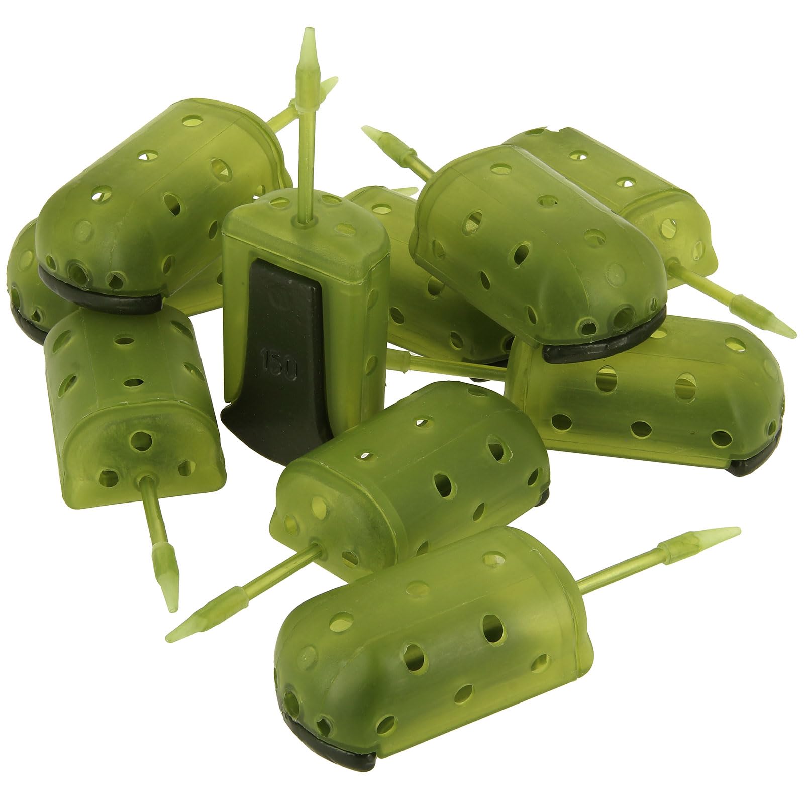 10x Heavy Inline Bolt Maggot Feeder for Carp & Coarse Fishing – Blockend Swim Feeder for Rivers & Lakes – Durable Design for Groundbait, Pellets, Worms – Precision Casting Feeder Rig (150g)