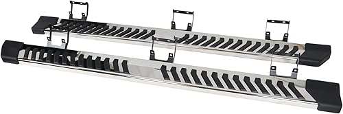 Miniatura 10 de IKON MOTORSPORTS, Estribos compatibles con Ford F150 SuperCrew Cab 2015-2023, estilo V, barra lateral de acero negro con barra Nerf