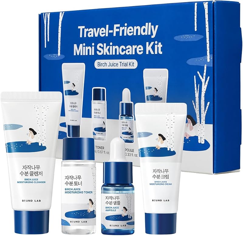 ROUND LAB Kit mini de cuidados da pele Birch Juice com 4 etapas