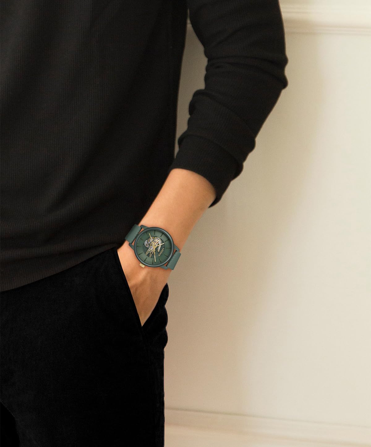 Lacoste.12.12 Men's Automatic Watch - Sporty Leather Strap - Water Resistant up to 5ATM/50 Meters - Self-Winding - Premium Fashion Timepiece - Gift for Him - 44mm