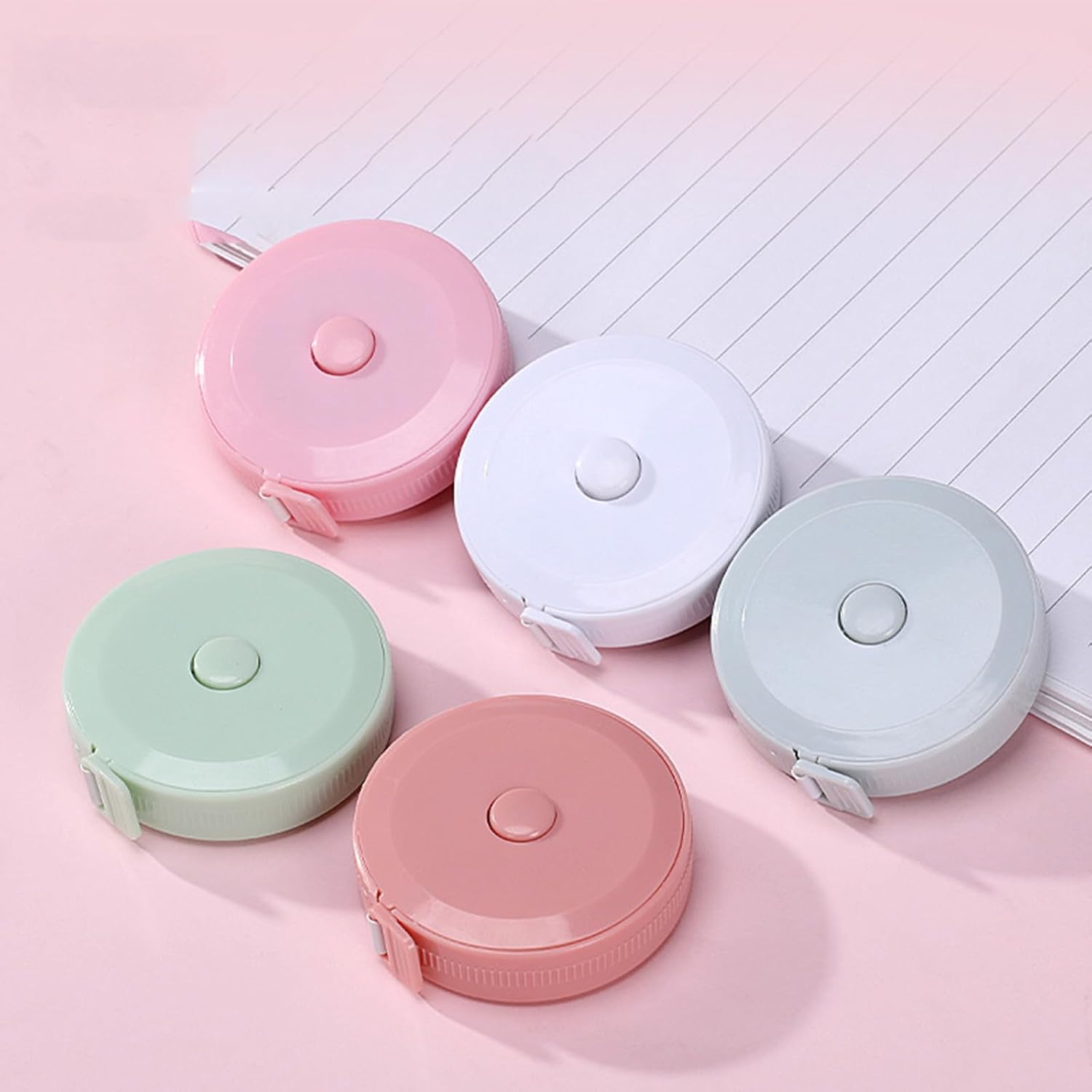 5 Pack Tape Measure for Body Sewing Tailor Waist Bust Fabric Weight Loss,Retractable 60 inch/150 cm Soft Mini Measuring Tape,Double Scale(Pink,Green,Blue,White,Light Pink)