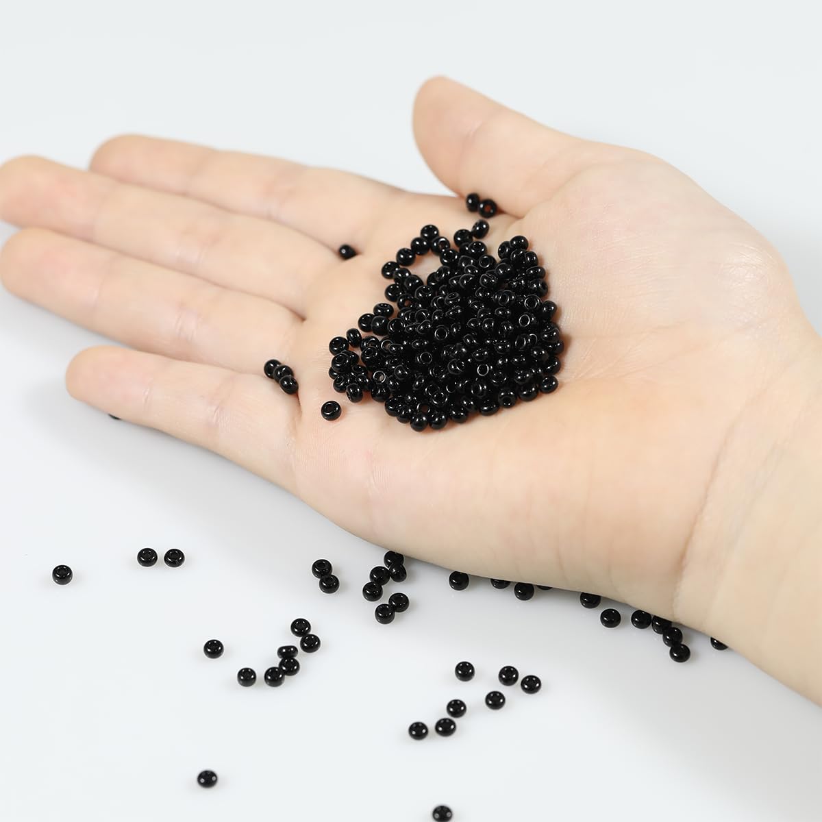 Black Seed Beads 200 Grams About 6500pcs, 3mm 8/0 Glass Craft Beads for Making Earrings, Bracelets, Pendants, Waist Jewelry,DIY Handmade Seed Beads (Black) - Image 2
