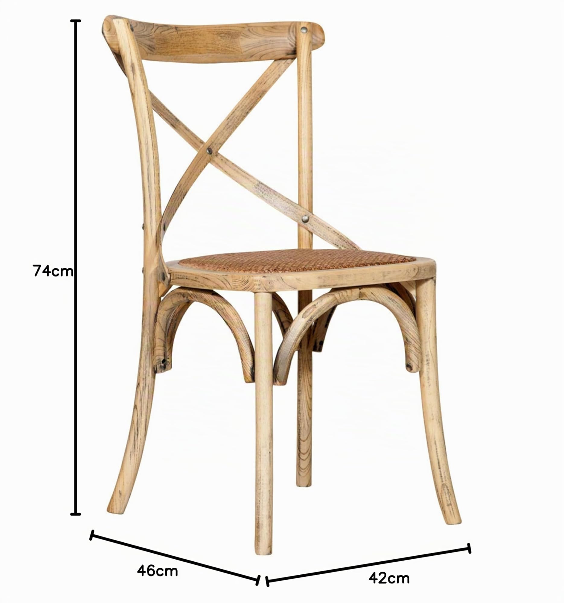 Biscottini Sillas de Comedor Ratan 86x42x46 cm - Sillas Comedor Madera - Sillas Cocina Vintage - Muebles Rusticos