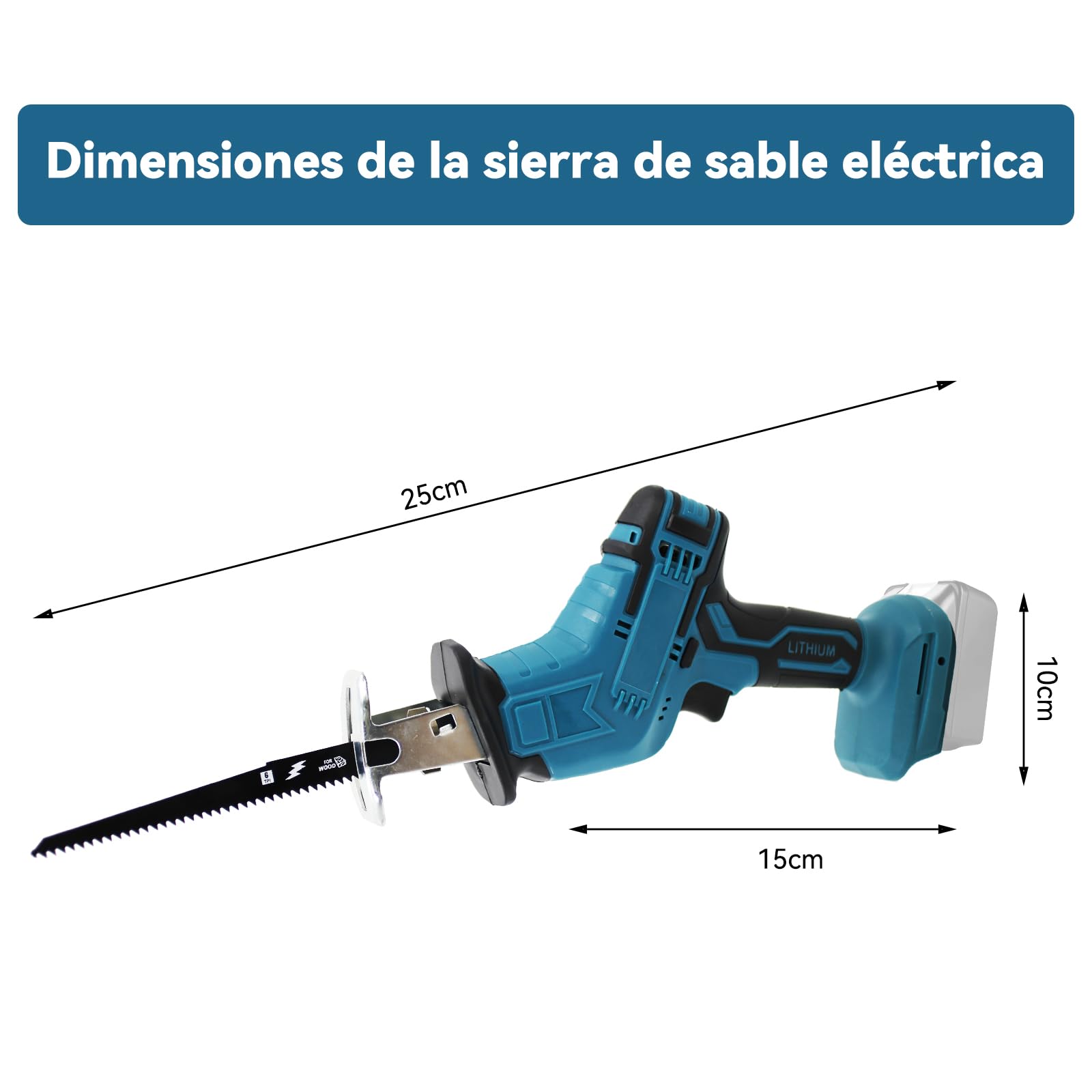 Sierra alternadora eléctrica inalámbrica con 4 cuchillas – Compatible con batería Makita 18 V – Para madera y metal – Sin batería ni cargador