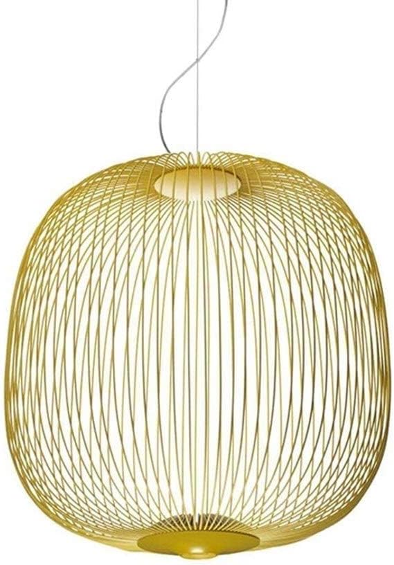 Nordic Remote Control Spokes Bird Cage Chandelier Industrial Style Black White Yellow Iron Indoor Lighting Fixtures (Color : Warm Light Size : C) (Dimming Rc B)