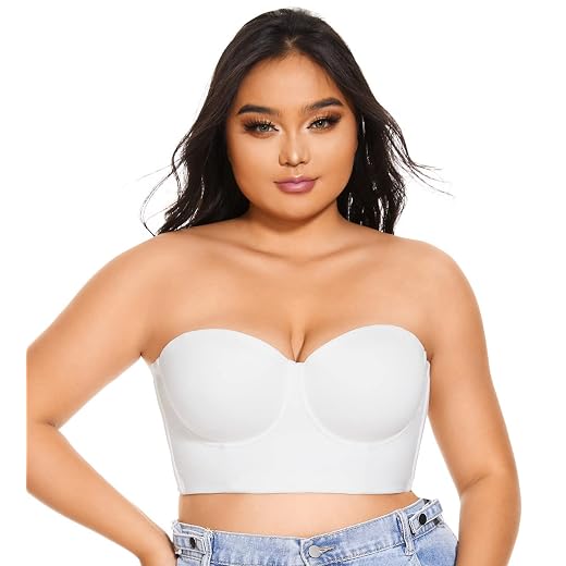 7 Best Strapless 34d Push-Up Bra List for Shop Today 3 Full Back Coverage Strapless Bras for Women Longline Shapewear Bra Underwire Contour Bras White 36D