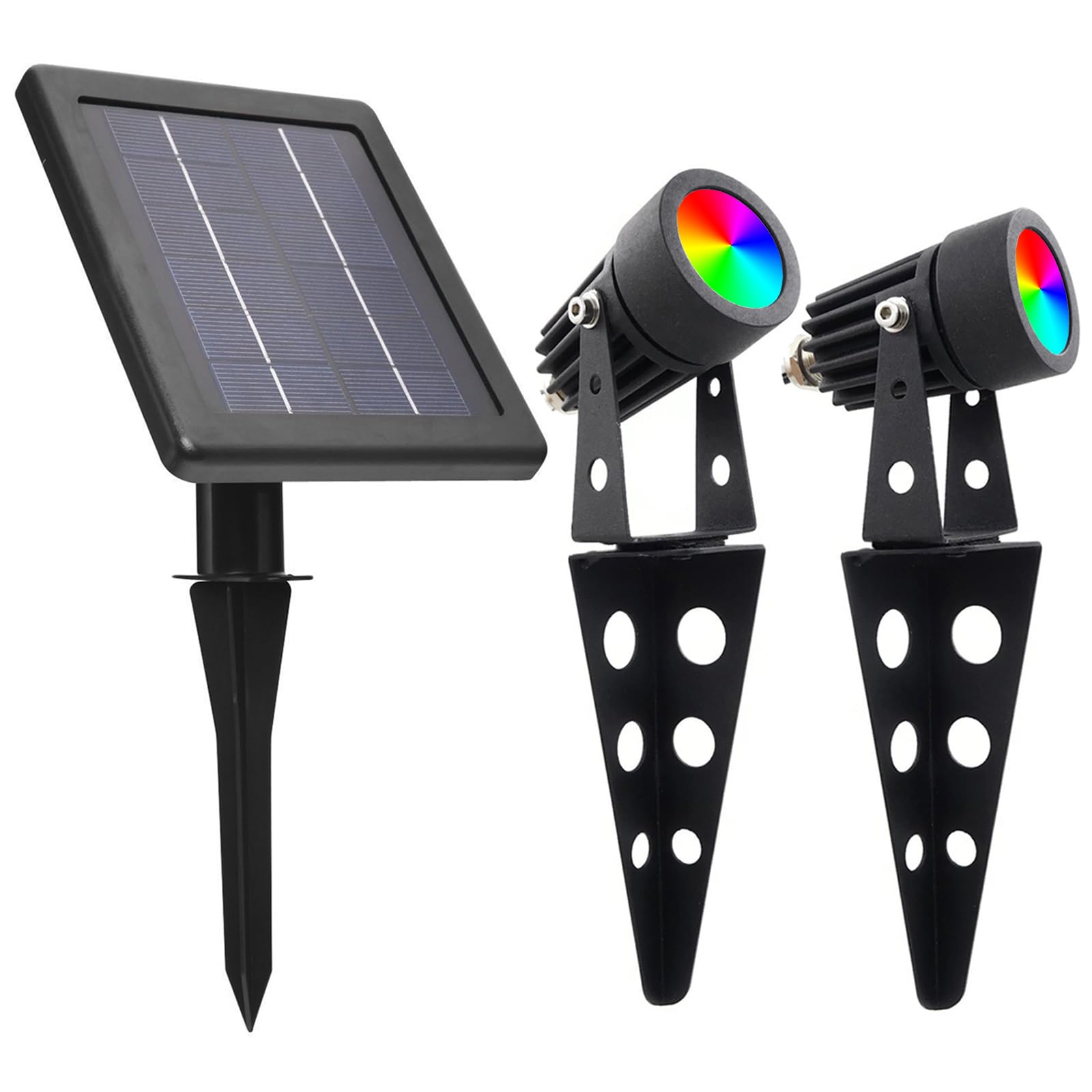 Mini 50X Twin Solar Spot Lights Outdoor Multi Color Changing RGB LED Spotlight Cast Aluminium for Outdoor Garden Yard Landscape Downlight