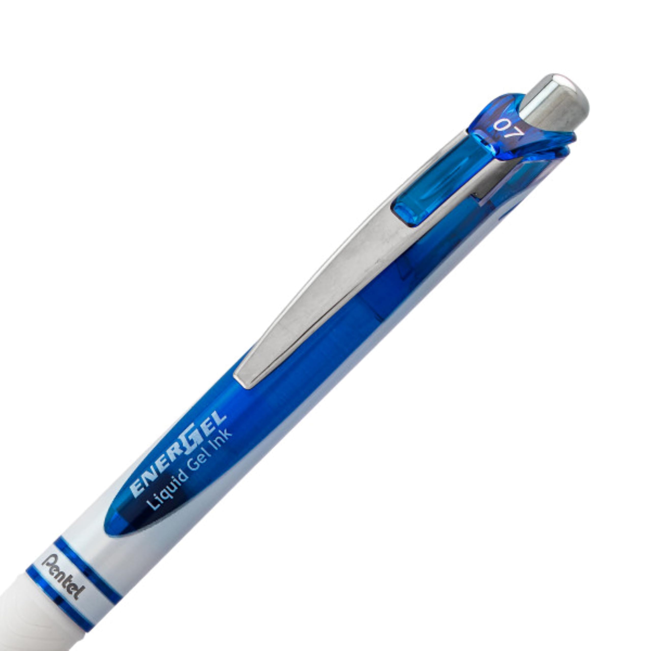 Pentel EnerGel PEARL Bolígrafo retráctil de gel líquido, línea media de 0.7 mm, punta de aguja, tinta azul, paquete de 12 cajas colgantes para ventana