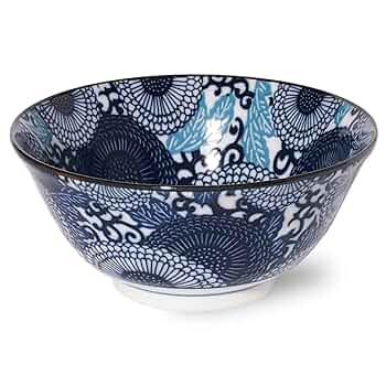 Amazon.co.jp: みのる陶器(Minorutouki) 丼 紺青 大輪菊 直径