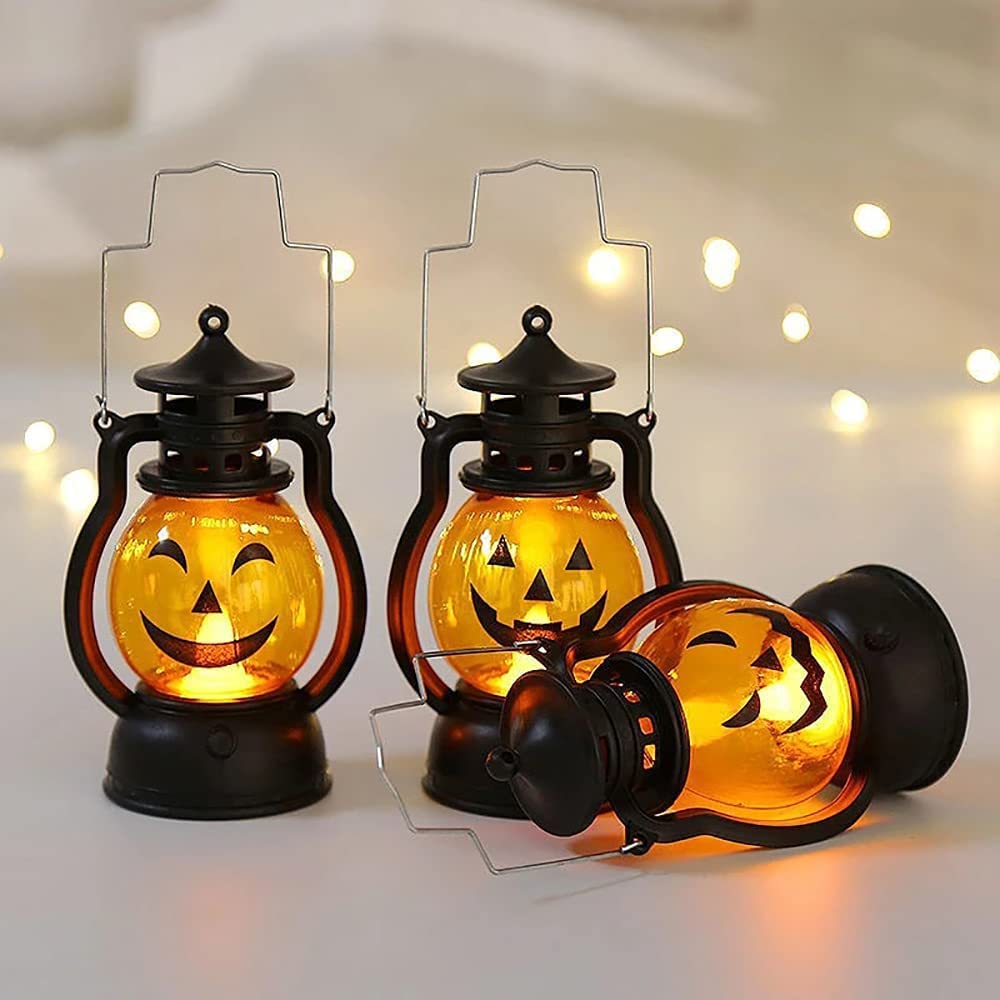 Latarnia na Halloween 3 Szt. Latarnia Dyniowa LED Na Halloween Zasilana Bateryjnie Z Dyni Przenośne Lampki Dekoracyjne Dekoracja na Halloween