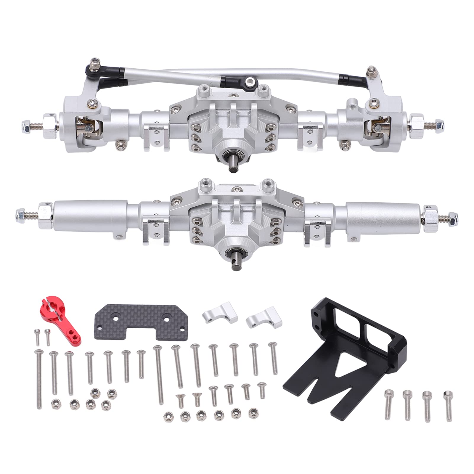 części do modernizacji samochodu RC ze stopu aluminium RC przednia oś tylna ramię napędowe dla Axial SCX10 II 90046 90047 (Silver)