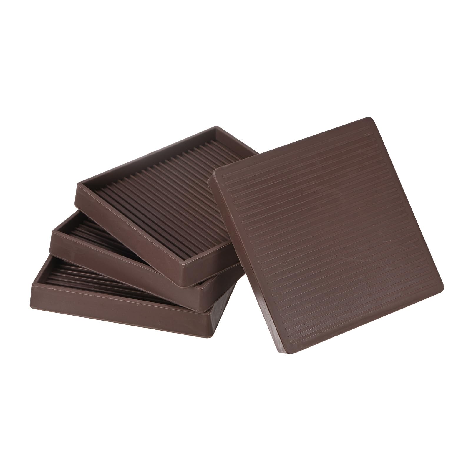 Furniture Coasters - 4 Pcs 4Round Furniture Caster Cups Non Slip Pads Hardwoods Floors Non Skid Furniture Grippers Rubber Furniture Feet Anti Slide Floor Protector For Bed Couch Stoppers Brown
