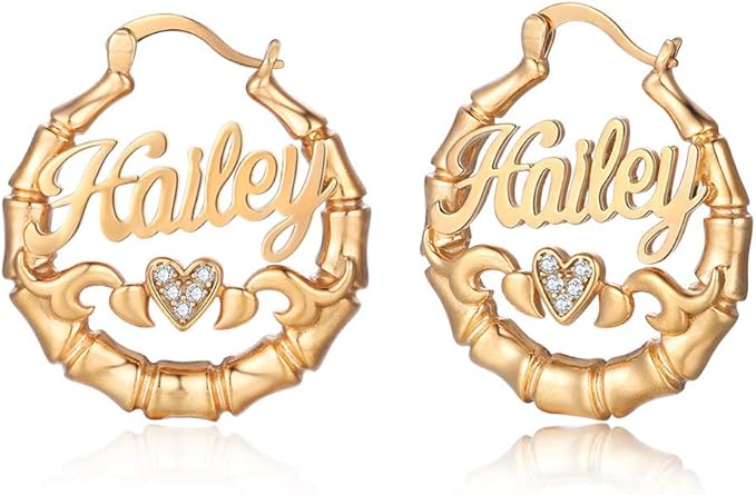 Personalized big hoop earrings with custom name for girlfriend